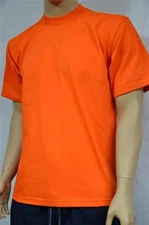 3 NEW PROCLUB S-5XL HEAVY WEIGHT T-SHIRTS ORANGE PLAIN TEE PRO CLUB BLANK
