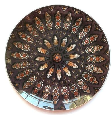 Pilgrim Glass Silhouette Server Stained Glass Design Plate Platter 13'' New