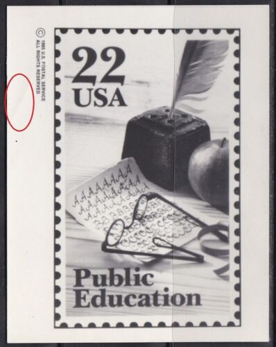 Essai photo, USA Sc2159 éducation publique, stylo plume, pomme, « Look in Red Circle » - Photo 1 sur 1