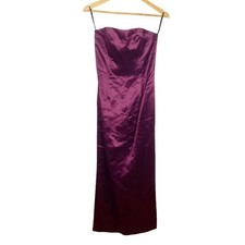 Jessica McClintock for Gunne Sax Vintage StraplessMaroon Satin Maxi Dress Sz 5