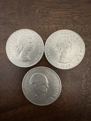 1965 CHURCHILL COIN QUEEN ELIZABETH II DEI GRATIA REGINA F.D.