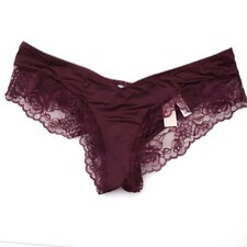 NEW Victoria's Secret Lace Rose Satin Smooth High Leg Cheeky Panty M MEDIUM