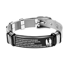 To My Son Bracelet Inspirational Stainless always remember-from mom and dad A