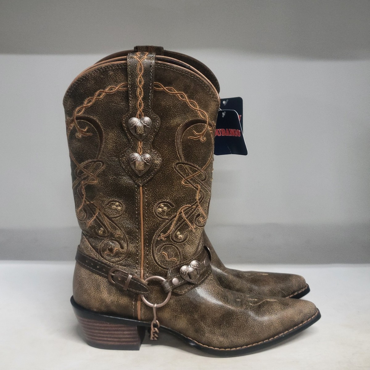 Durango Crush 11” Heart Harness Western Boot Brown Womens Size 7M