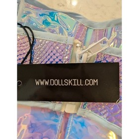 NWT CLUBEXXX Iridescent Snake Print Corset Top Holographic Festival Outfit S