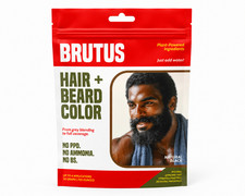 BRUTUS Natural Black Hair & Beard Color for Men, No PPD No Ammonia, Powder Kit