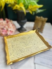 Vintage Sezzatini Firenze Italian Hand Paint on Wood Gold Leaf Tray