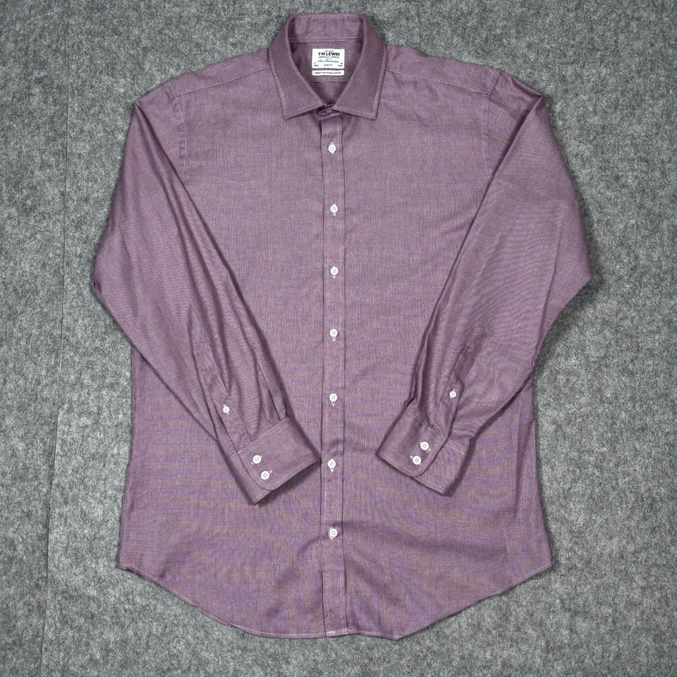 Camisa de Vestir T.M.Lewin 17 36 Roja Micro Cuadros Calce Ajustado Dos Pliegues Algodón Barril Puño Foto 2 de 4