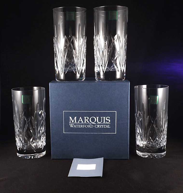 Set of 4 Marquis by Waterford Crystal Brookside Highball Tumbler Glass in Box