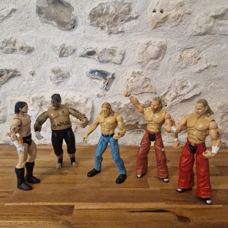 LOT 5 FIGURINES CATCH WWE CM PUNK UMAGA SHAWN MICHAELS EDGE JAKKS PACIFIC 90'  - Photo 1/4