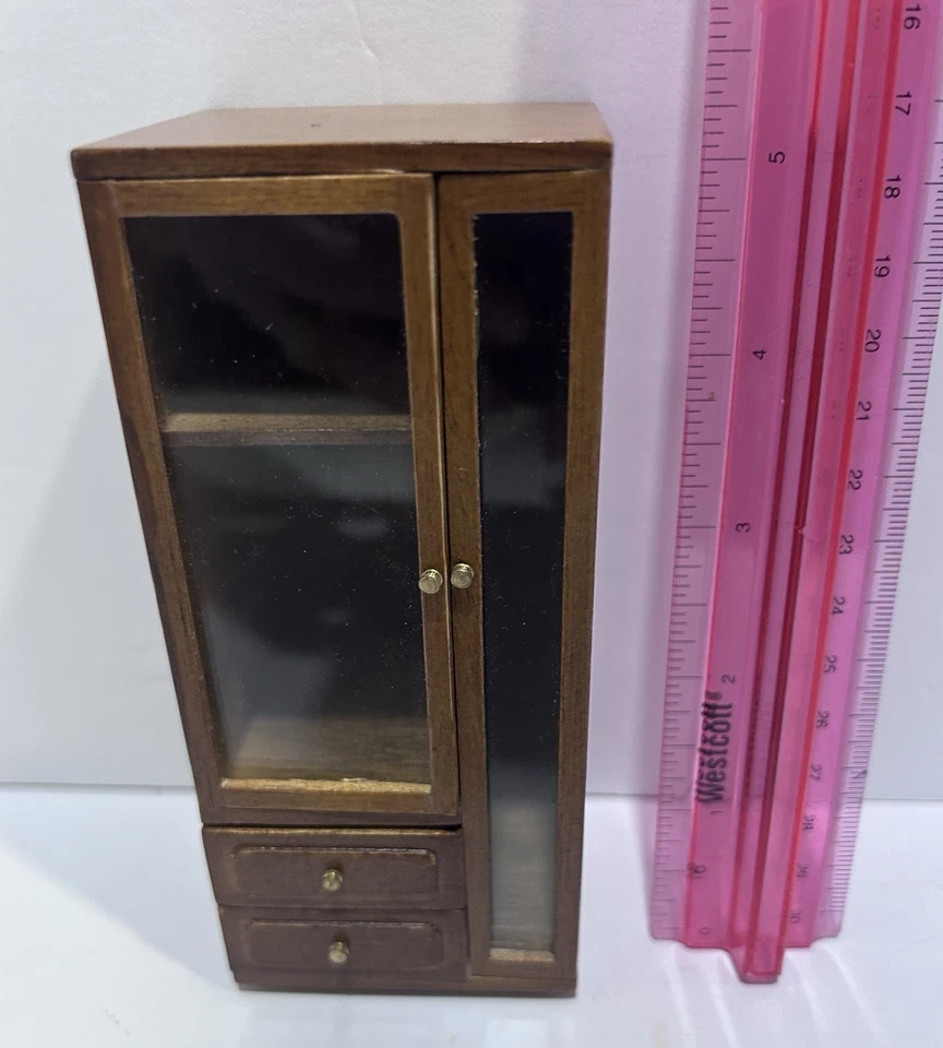 BESPAQ CASA DE MUÑECAS FINA MINIATURA AMOIRE ARMARIO ARMARIO WADROBE NOGAL # 8904 Foto 2 de 4