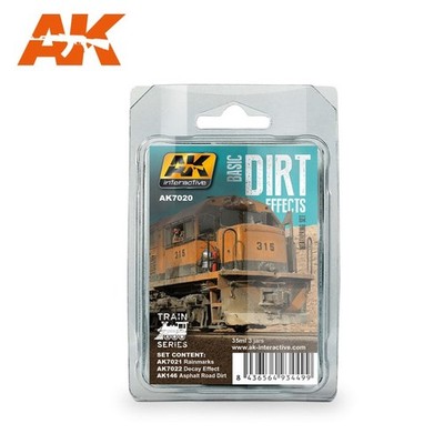 AK-7020 AK Interactive Basic Dirt Effects Weathering Set Train Series