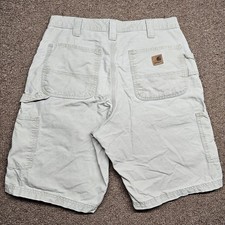 Vtg Carhartt Size 34 B147 Tan Carpenter Shorts Baggy Distressed Workwear Skate
