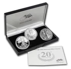 2006 AMERICAN SILVER EAGLE 20TH ANNIVERSARY 3 COIN SET - WITH BOX & COA