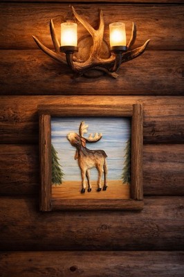 Home Interiors 7x7 Cabin core 3D Elk/moose Wall Art Cabin Core Rustic