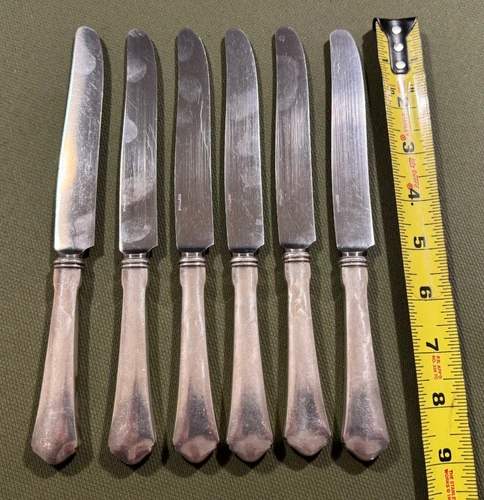 Set of 6 Vintage RW & S Wallace Knives with Sterling Sliver Handles