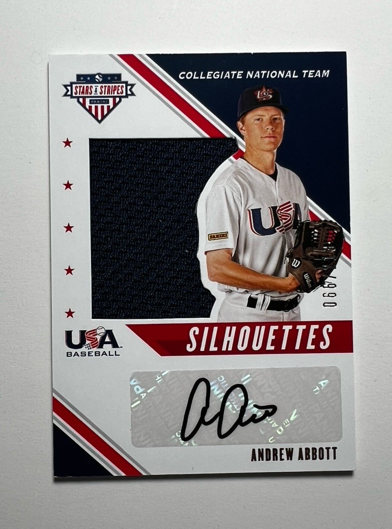 2020 Panini USA Baseball /213 Andrew Abbott RC AUTO PATCH #USJ-AA