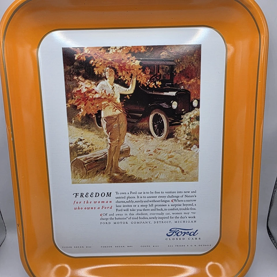 Two Vintage Metal Ford Trays/The New Ford Station Wagon And Freedom For Woman - Image 4 of 4