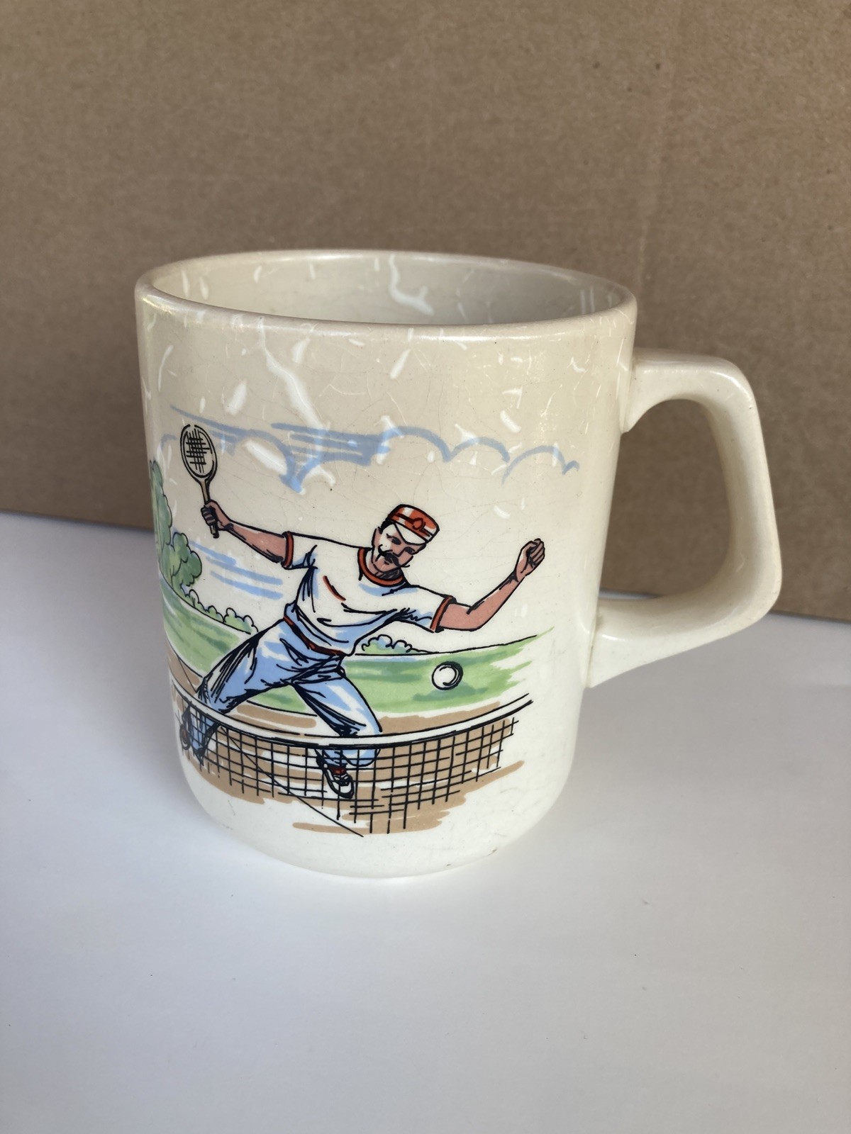 Vtg Tennis Player & Weightlifter Handmade In Portugal SADO FTD Oversize Mug 18oz