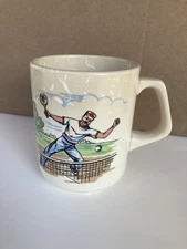 Vtg Tennis Player & Weightlifter Handmade In Portugal SADO FTD Oversize Mug 18oz
