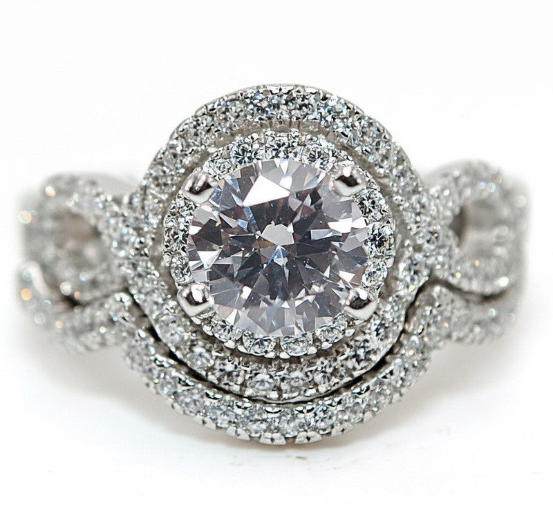 2 Rings in One 2CT Heat Treated Moissanite 925 Sterling Silver Ring Sz 6 MM5-7