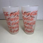 Vintage COCA COLA Tall Plastic Thermo-Serv Tumbler Cups SET OF 2 1998 Coke Glass