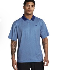 Under Armour Men's Shirts Performance 3.0 Novelty Polo Shirt Printed Blue Size S