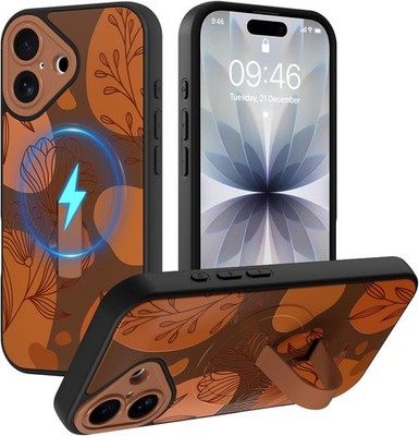 Magnetic for iPhone 17 Case with Finger Hand Strap | Pretty Aesthetic Floral Des