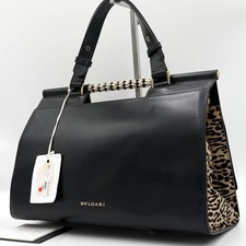 Bvlgari Serpenti Scaglie Handbag Tote Bag Leather Black Women's Authentic
