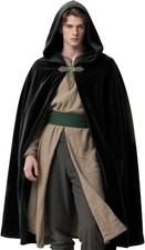 Renaissance Cloak Hooded Cape Medieval Hobbit Witch Costume for Halloween Cos...