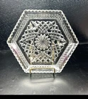 Vintage Anchor Hocking Wexford Clear Glass Footed Hexagonal Shape Dish