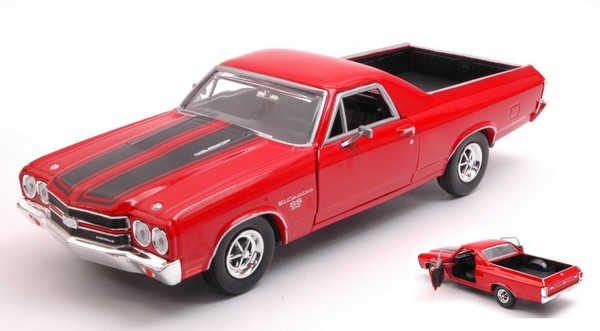 Chevrolet El Camino SS 396 1970 Rot Mit Schwarzen Streifen 1:24 Modell Motormax-image
