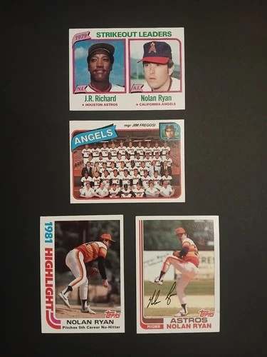 topps nolan ryan lot of 4 cards: 1980 #206, #214 and 1982 #5, #90