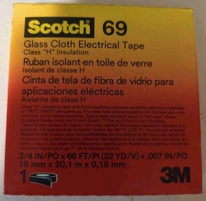 3M Scotch 69 Glass Cloth Electrical Tape 3/4" x 66ft (22 yd) x .007",  New