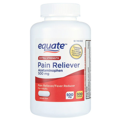 Equate Extra Strength Acetaminophen Pain Reliver Caplets 500 mg 250 Count 2 Pack