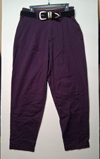 Vintage Women's Pants Size 16 Purple Pleated w/Belt NEW -MAGGIE LAWRENCE SPORT