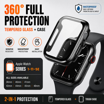 Für Apple Watch Case Series SE/4/5/6/7/8/9/10/11 Glas Displayschutzfolie Cover