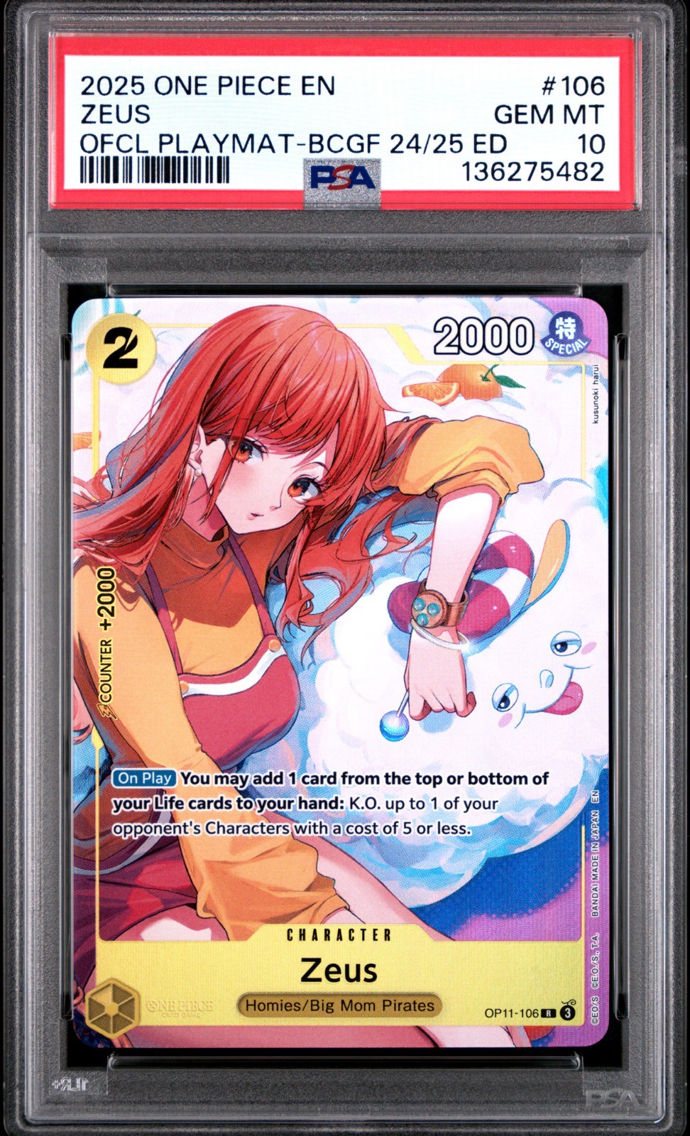 2025 ONE PIECE PROMOS #106 ZEUS OFCL PLAYMAT -BCGF 24/25 ED-