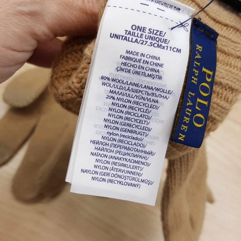 Guantes POLO RALPH LAUREN para Hombres Medio Bronceado Tejido por Cable Mezcla de Lana Puntas Tecnológicas Logo Foto 3 de 4