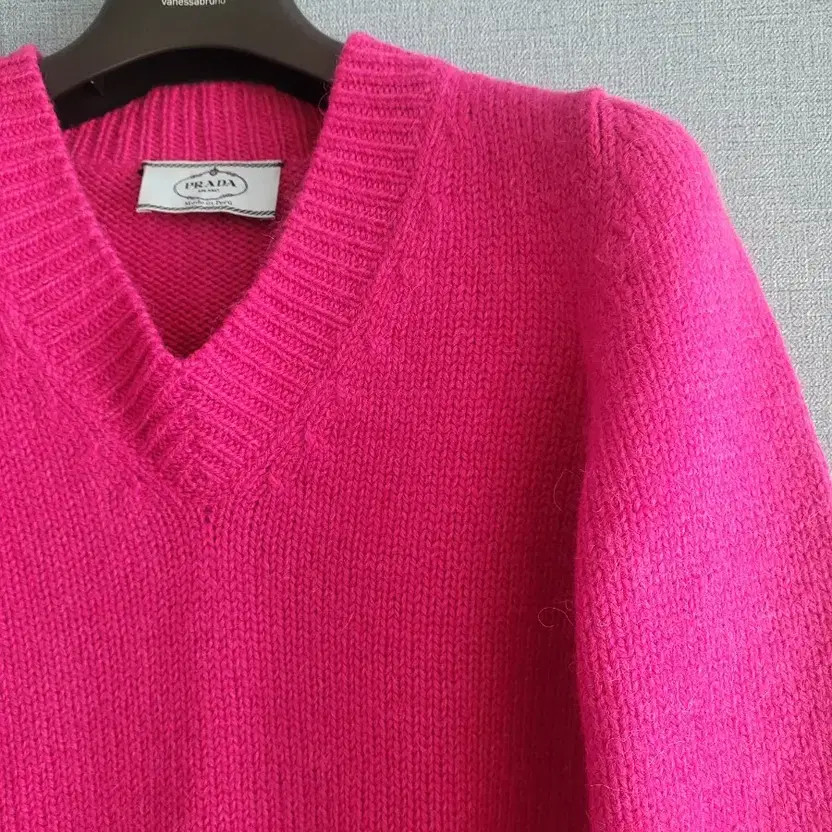 Prada Bright Pink V-Neck Knit Sweater - Size 55 thumbnail 6