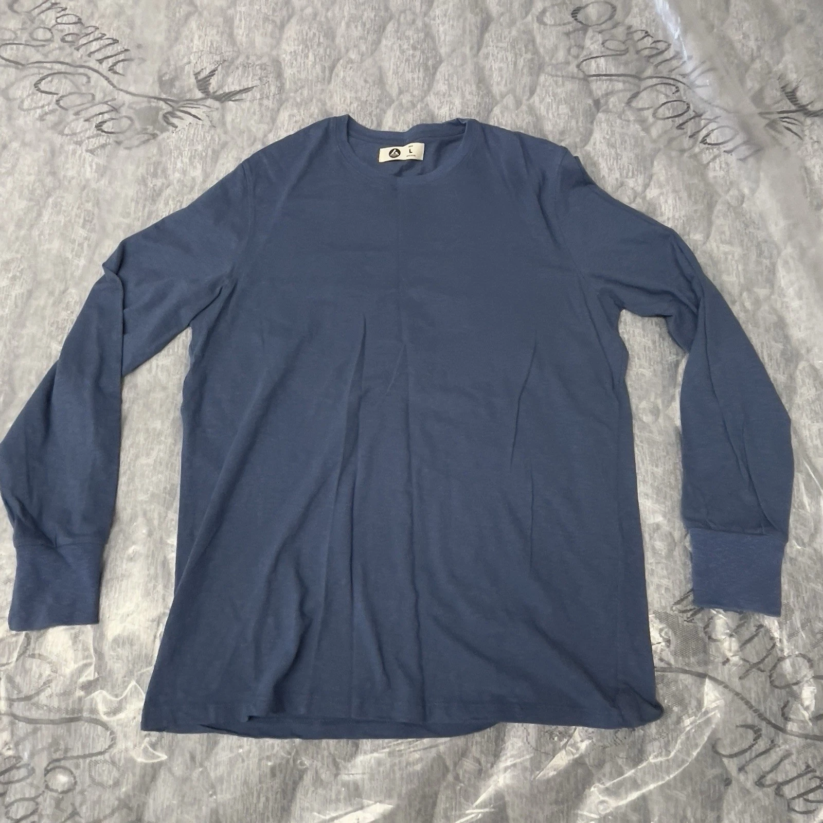 American Giant Shirt Crewneck Pullover Mens Size Large Long Sleeve Tee USA Blue