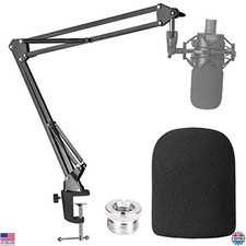 Audio-Technica AT2020 Mic Boom Arm with Foam Windscreen Pop Filter - SUNMON
