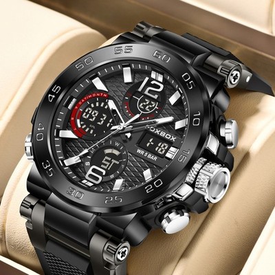 Men's Watch Big Dial Quartz Digital Analog Luminous Waterproof Sports Wristwatch