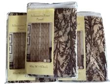 Silhouette Print Curtains Drapes Set of 3 Panels Bed Bath Beyond 40x63 Inches