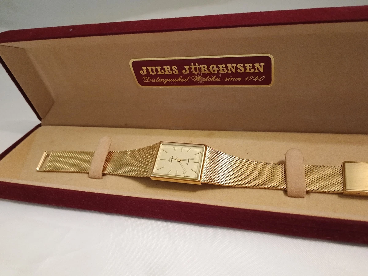 Jules Jurgensen Rectangle Wristwatches for sale | eBay Vintage Jules Jurgensen Gold Tone Quartz Watch Mesh Band Rectangular Japan Rare! main image 0