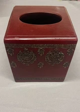 Croscill Home Imperial Elegant Rose Gold And Dark Red Facial Tissue Holder