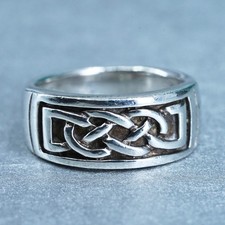Size 7, vintage Sterling 925 silver handmade ring, woven braided cable band