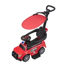 Police Car Ride On Toy Push Along Walker for Toddlers with Canopy for Sun Shade