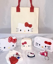 Hello Kitty Classic Red Bow Canvas Bag And 6 Matching Accessories
