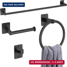 Matte Black Bathroom Accessories Set, KLJKPA 4 Pieces Bathroom Hardware Set, 24
